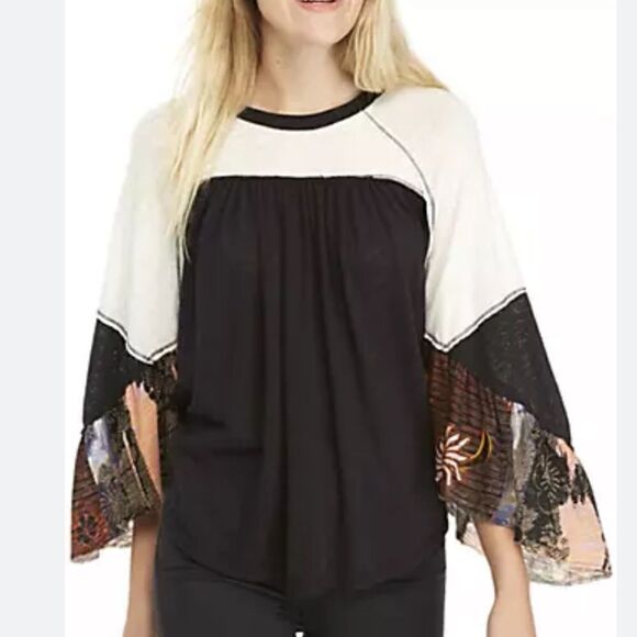 We The Free Free People Friday Fever Mixed Media Top - Picture 4 of 13